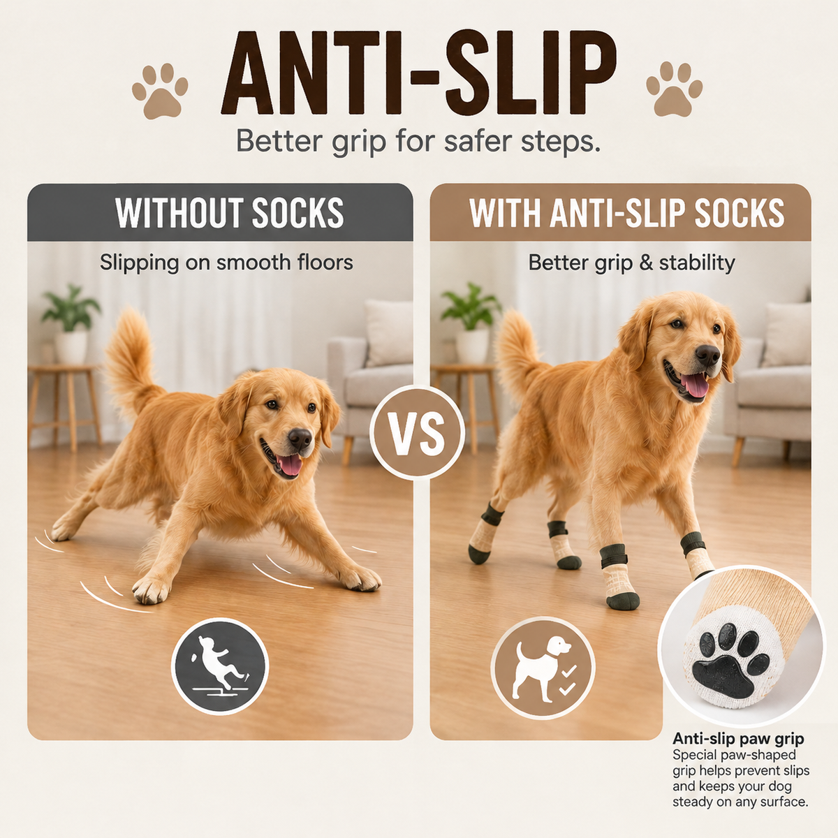 VellaPaw non-slip pet socks with adjustable strap – anti-slip dog socks