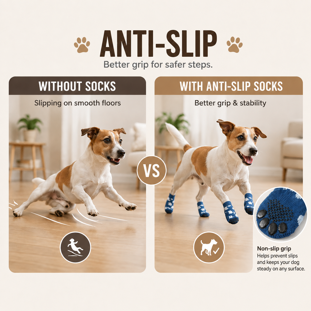 VellaPaw GripPaws non-slip pet socks – grip socks for dogs on hardwood floors