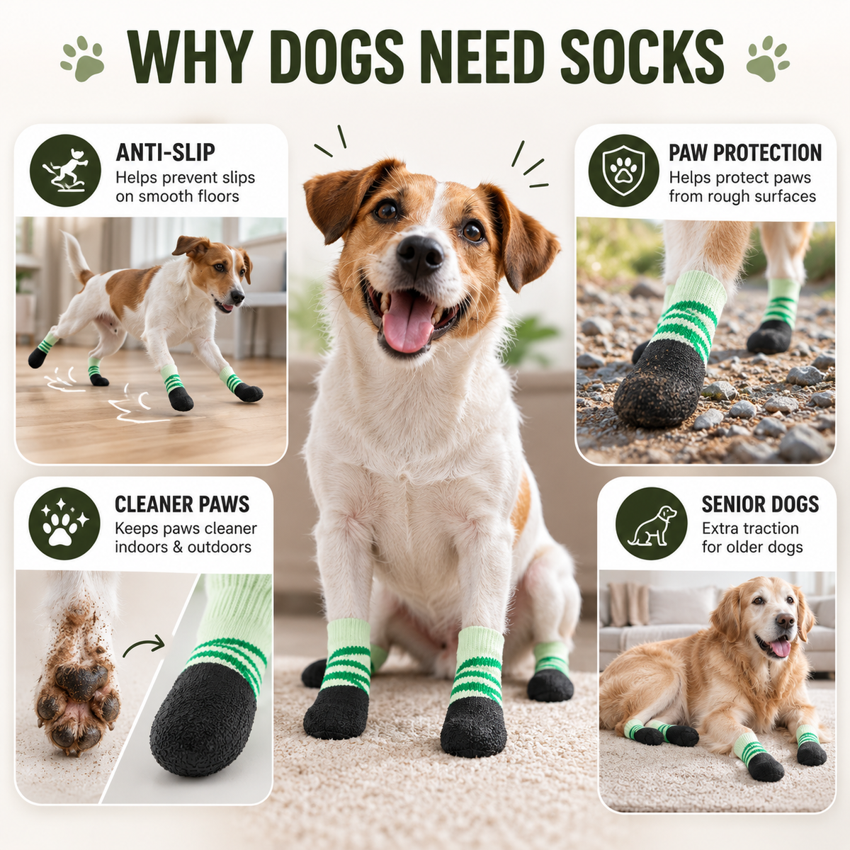VellaPaw GripPaws non-slip pet socks – grip socks for dogs on hardwood floors