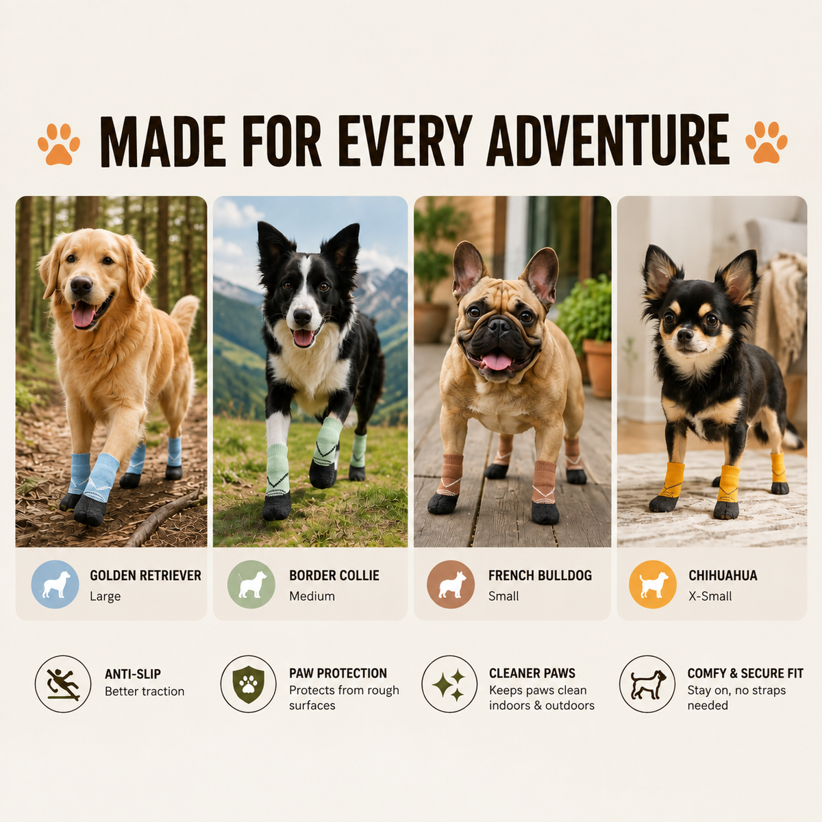VellaPaw GripPaws non-slip pet socks – grip socks for dogs on hardwood floors