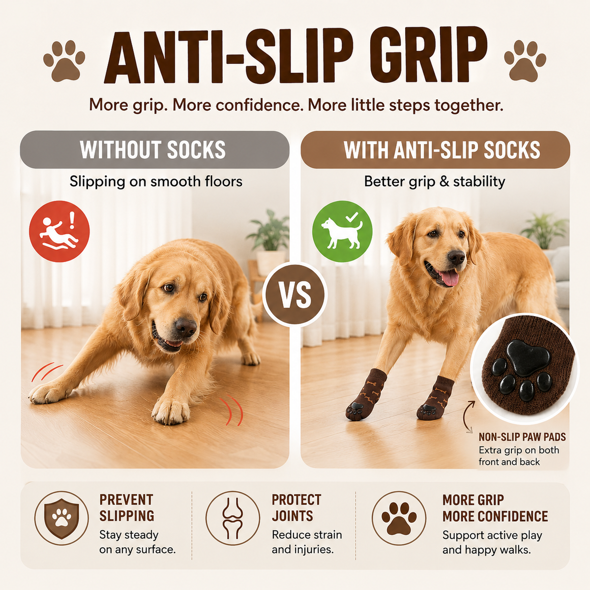 VellaPaw double-grip non-slip pet socks with strap – anti-slip dog socks