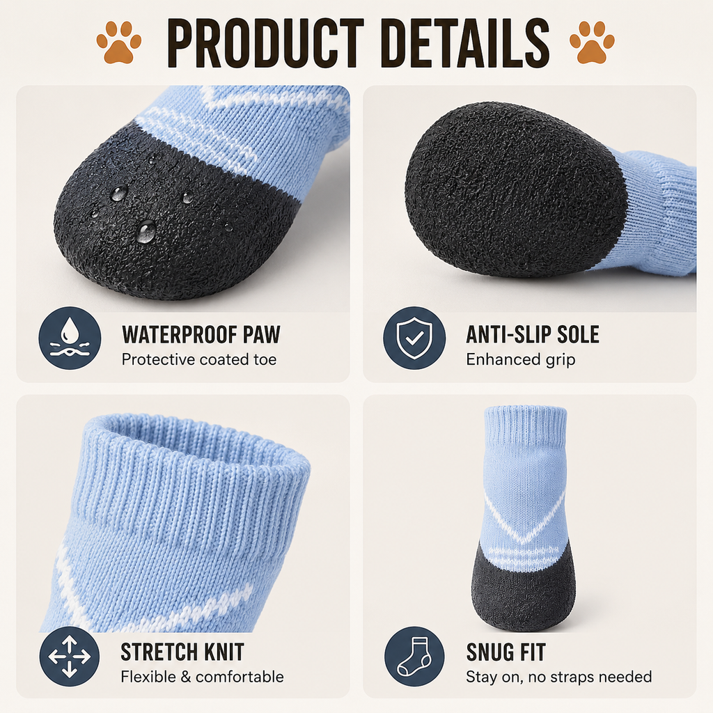VellaPaw GripPaws non-slip pet socks – grip socks for dogs on hardwood floors